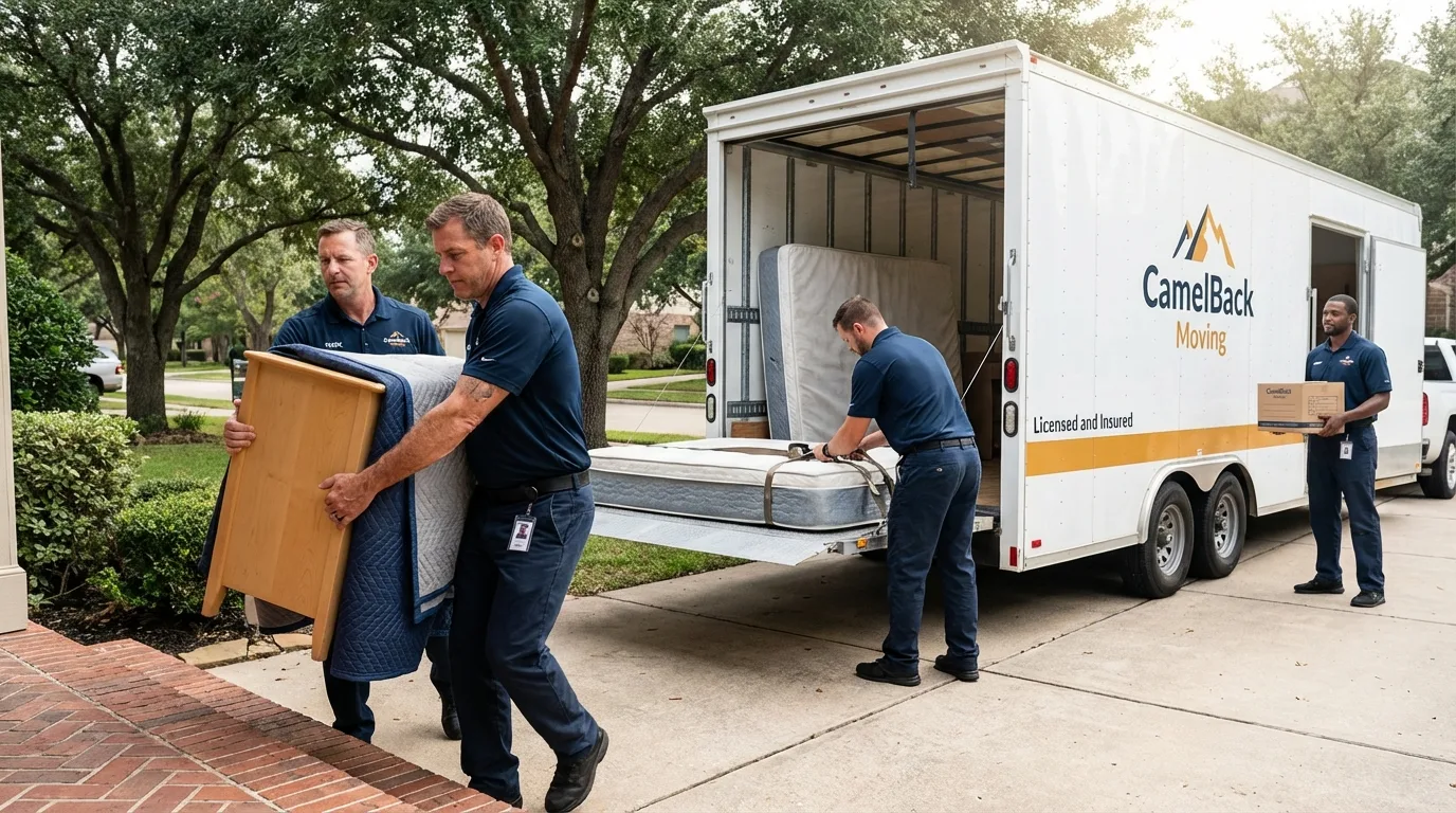 Crew loading residential truck for cross-state move from Spring Lake, NC