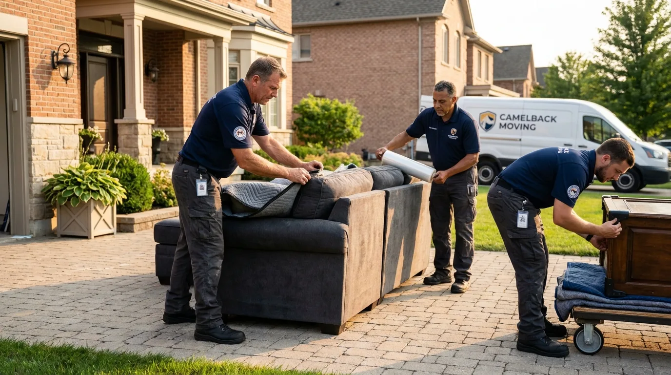 Large estate moving crew wrapping furniture in Spring Lake, NC