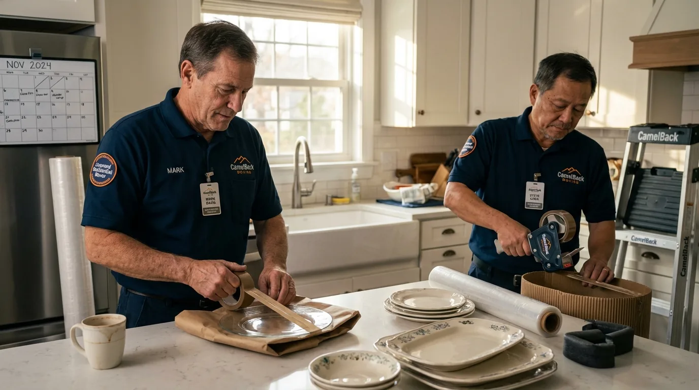 Professional crew packing kitchen dishware in Spring Lake, NC